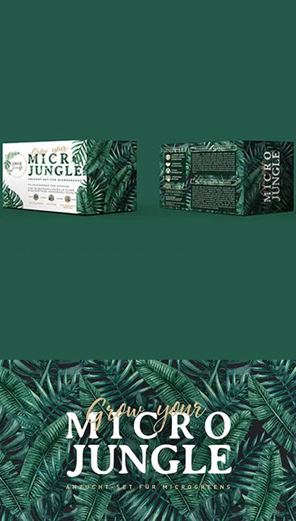 Micro Jungle microgreens kit with tropical leaves